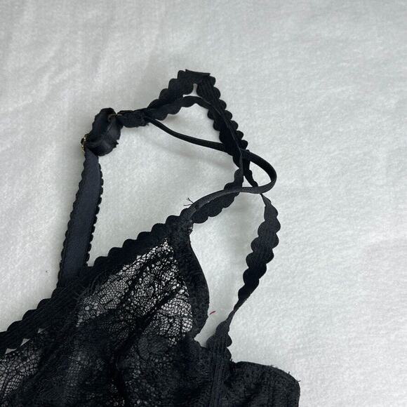 H&M Women's Bra 36B Black Lace Underwire Longline Sheer Sexy Bralette - Picture 3 of 6